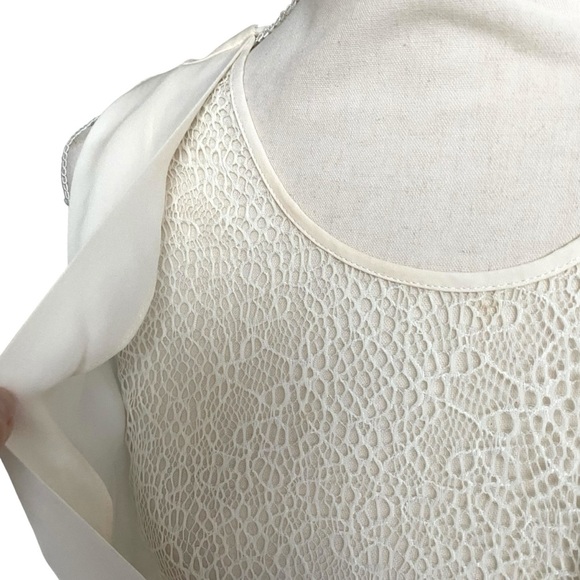 Chelsea & Walker Ivory Silk Lace Wrap Blouse 8 Sleeveless Asymmetrical NWT - Picture 5 of 15